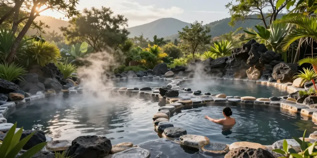 Experience rokok88 login at serene hot spring pools with mineral-rich black water.