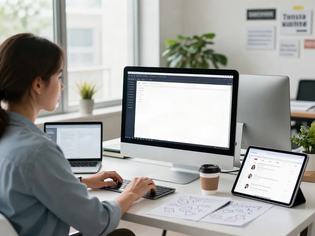 Creating AI-generated digital product descriptions in a modern e-commerce workspace.