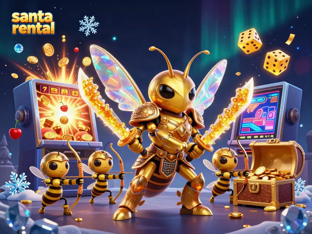 Experience the magic of santa rental as Santa brings festive cheer in this vibrant casino-themed scene.