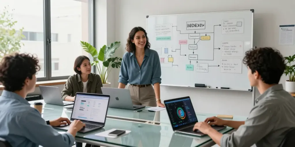 Professional team discussing instant indexing strategies in a modern office.